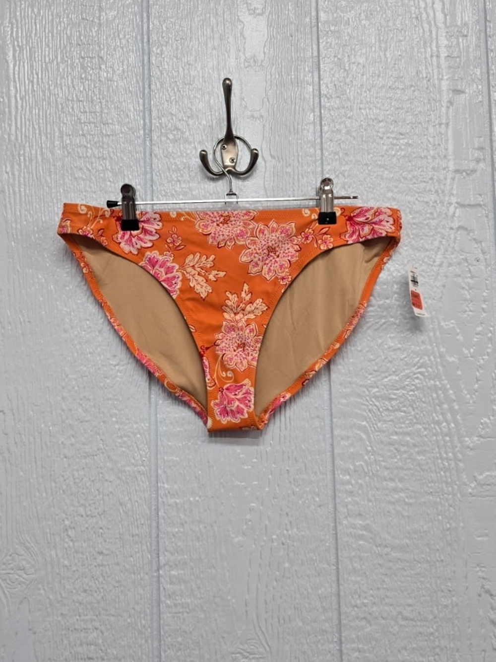 New Medium Old Navy Orange Floral Bikini Bottoms with Pink Accents
